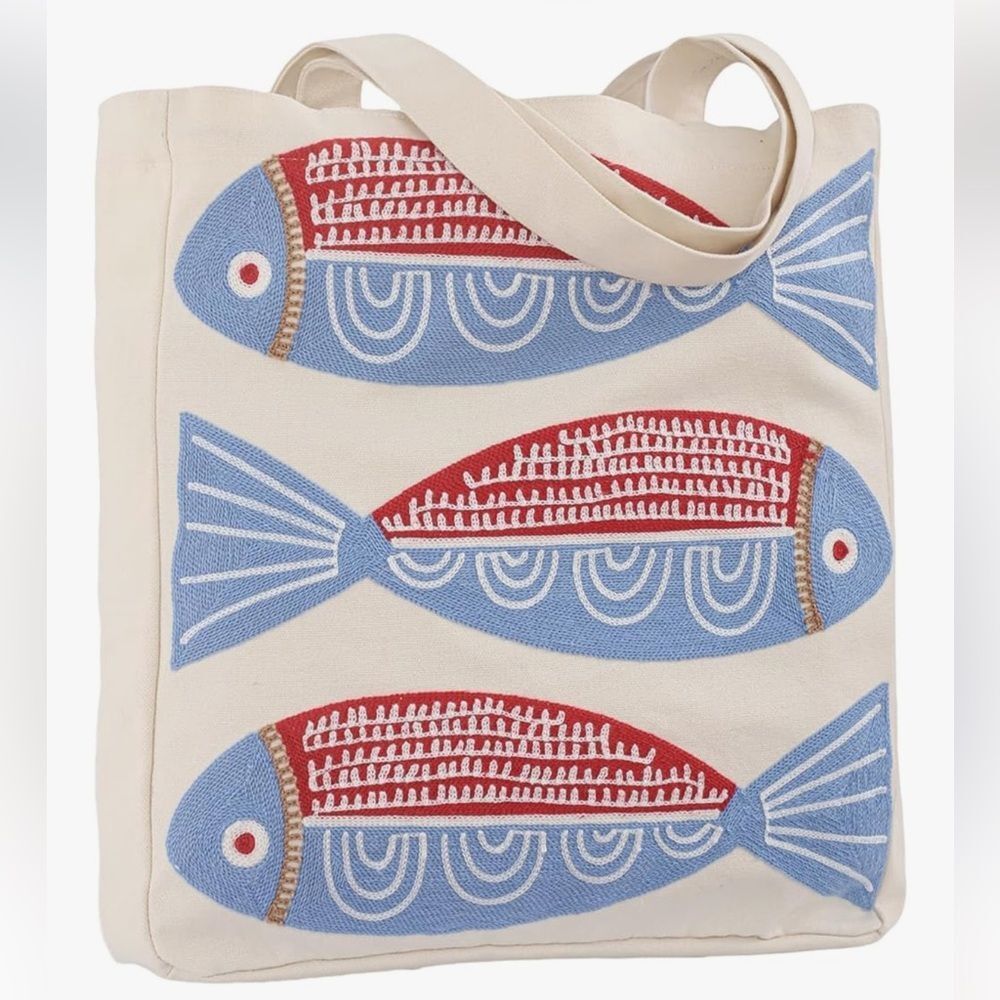NEW Ocean-Themed Embroidery Tote Bag